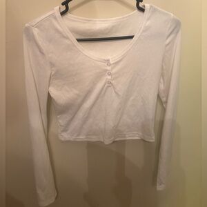 Dazy White Long Sleeve Crop Top